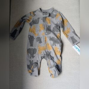 Carter's Gray and Yellow Safari Print Footie